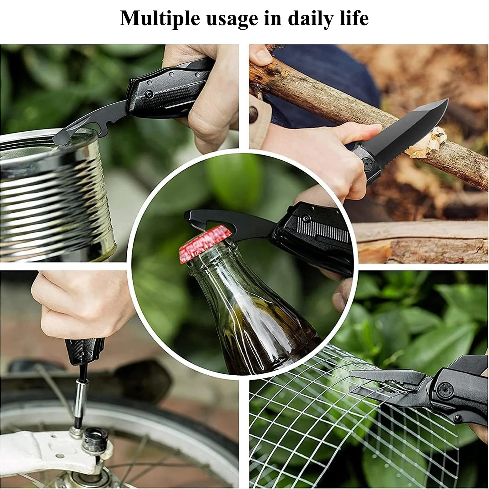 IPRee 9 in 1 Multi-functional Pliers EDC Screws Multi-head Combination Outdoor Portable Home Maintenance Folding Pliers Screwdriver Hand Tool Car Emergency Tool — view 7