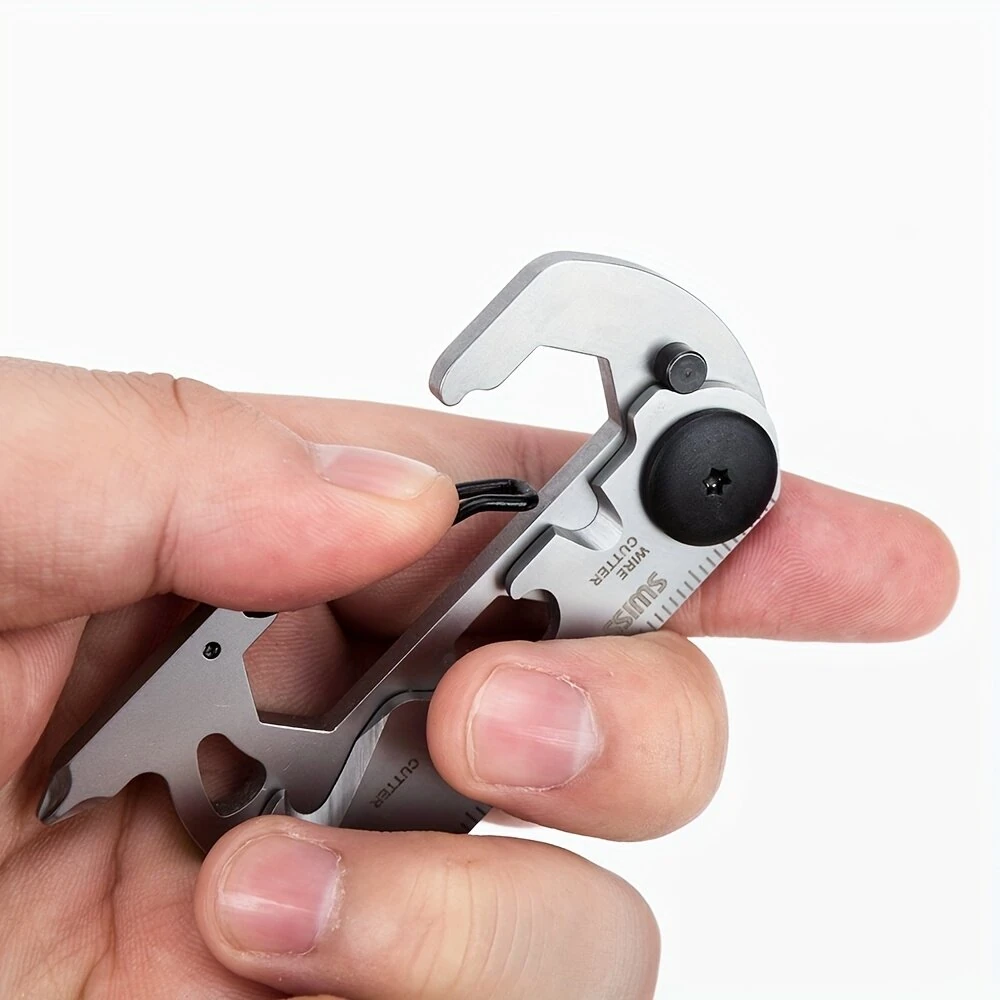 IPRee 9in1 13in1 Mini Multifunction Wrench & Bottle Opener Compact Card Tool Stainless Steel Climbing Carabiner EDC Keychain Gear Rope Cutter Camping Hiking Outdoor Tools — view 5