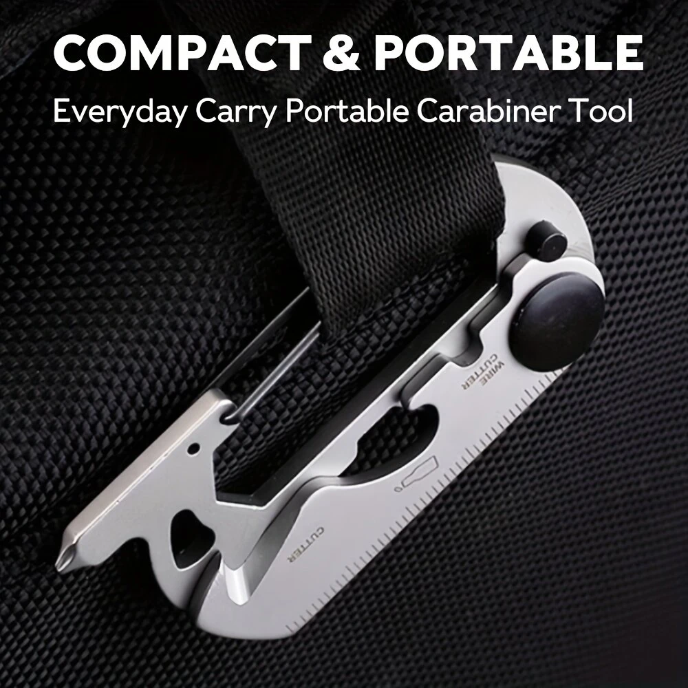 IPRee 9in1 13in1 Mini Multifunction Wrench & Bottle Opener Compact Card Tool Stainless Steel Climbing Carabiner EDC Keychain Gear Rope Cutter Camping Hiking Outdoor Tools — view 8