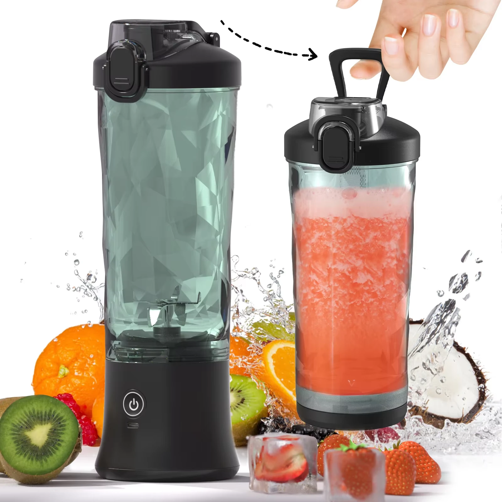 IPRee A8 600ml Portable Blender Electric Juicer USB Rechargeable 304 Stainless Steel Smoothie Maker 2 in 1 Juice Cup for Travel Home Office — image 1