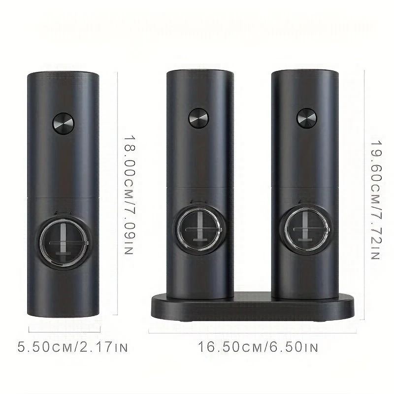 IPRee Automatic Electric Salt and Pepper Grinder Set Battery Powered with Ceramic Grinder Core Adjustable Coarseness LED Light Dual Chamber Kitchen Gadgets Spice Mill — view 8