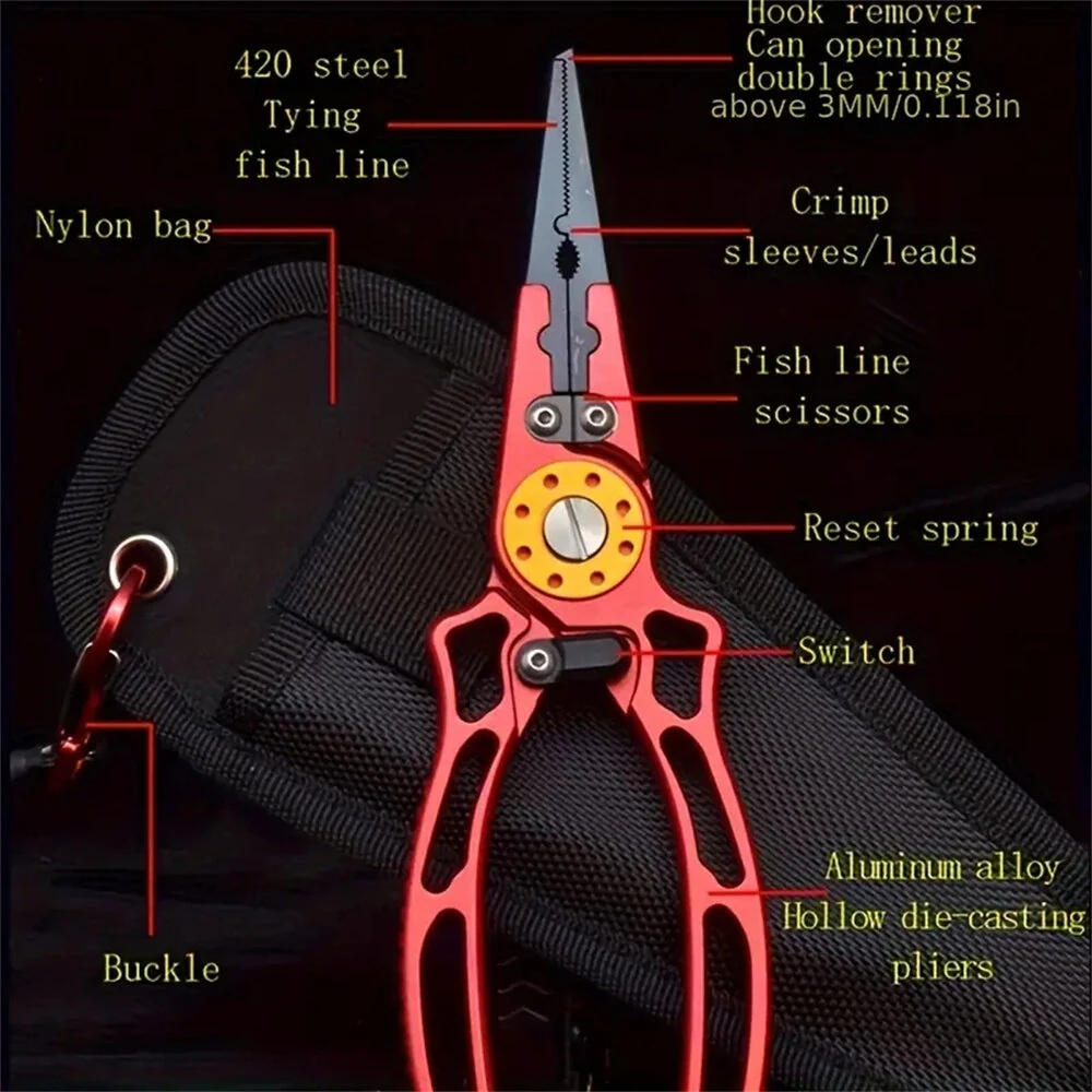 IPRee Aviation Aluminum Wire Pliers Multi-functional Fishing Pliers Outdoor Fishing Tools Fish Control Pliers, and Line Cutting Pliers — view 6