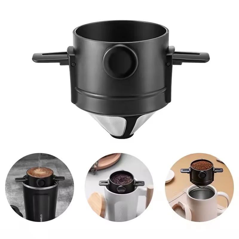 IPRee Coffee Filter Portable Stainless Steel Coffee Tea Funnel Reusable Tea Infuser Coffee Dripper Drip For Home Office Outdoor Travel — image 1