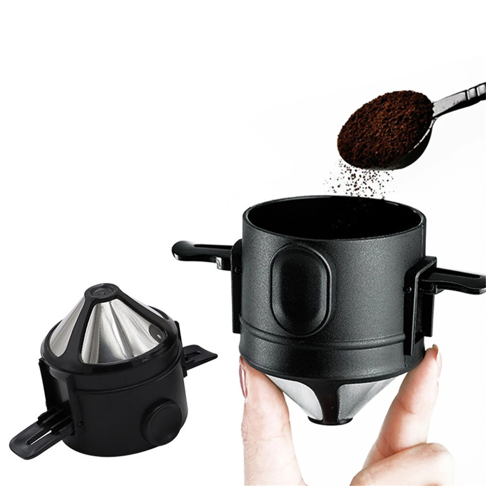 IPRee Coffee Filter Portable Stainless Steel Coffee Tea Funnel Reusable Tea Infuser Coffee Dripper Drip For Home Office Outdoor Travel — view 3