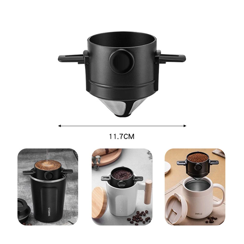 IPRee Coffee Filter Portable Stainless Steel Coffee Tea Funnel Reusable Tea Infuser Coffee Dripper Drip For Home Office Outdoor Travel — view 8