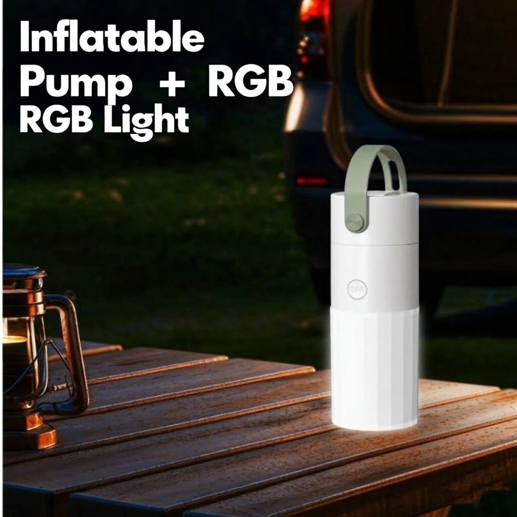 IPRee D21 Portable Inflation Pump with 7-speed Lighting 30W High Power 350L/min Airflow 4 Nozzles 2000mAh Type-C Rechargeable Outdoor Electric Camping Pump — view 3