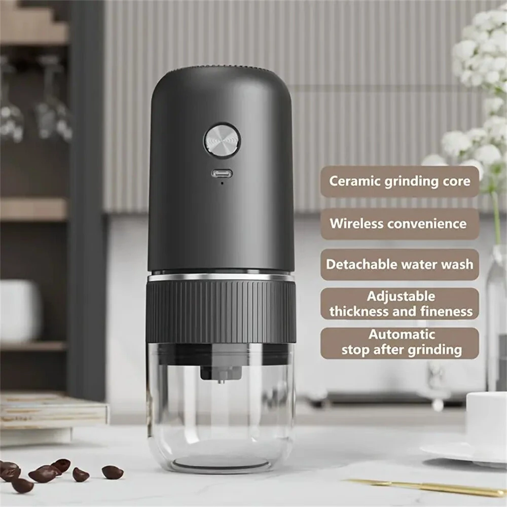 IPRee Electric Coffee Bean Grinder Ceramic Grinding Core Wireless Adjustable Automatic Electric Coffee Grinder Handheld Home — view 8