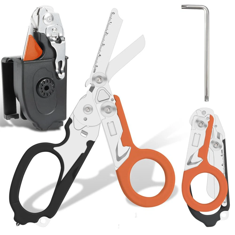 IPRee Foldable Tactical Medical Scissor Emergency Rescue Shear First Aid Kit Scissors Plier Outdoor Survival EDC Tool Gear — view 2