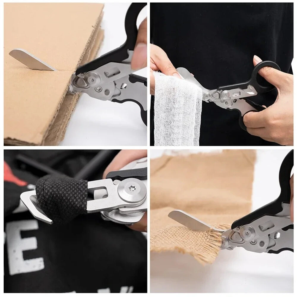 IPRee Foldable Tactical Medical Scissor Emergency Rescue Shear First Aid Kit Scissors Plier Outdoor Survival EDC Tool Gear — view 3