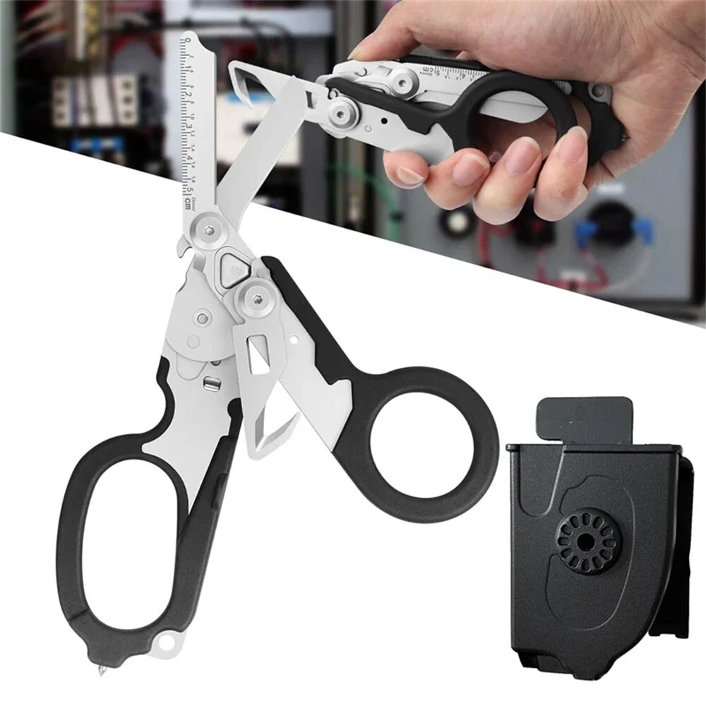IPRee Foldable Tactical Medical Scissor Emergency Rescue Shear First Aid Kit Scissors Plier Outdoor Survival EDC Tool Gear — view 7