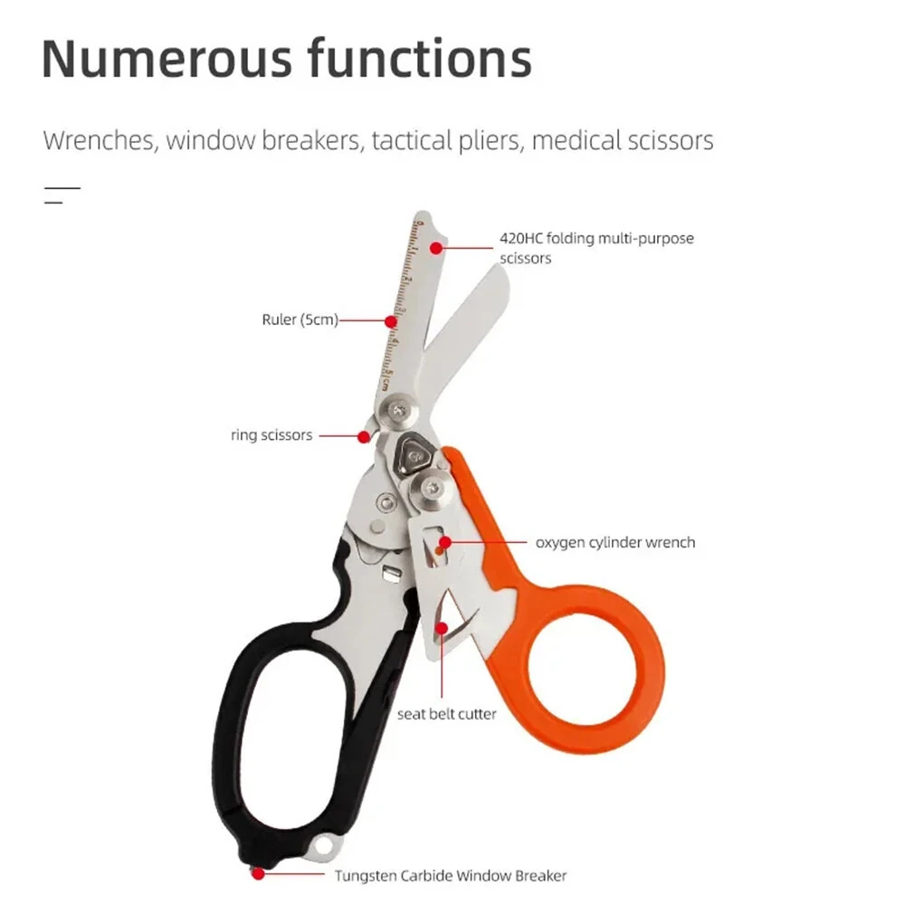 IPRee Foldable Tactical Medical Scissor Emergency Rescue Shear First Aid Kit Scissors Plier Outdoor Survival EDC Tool Gear — view 9