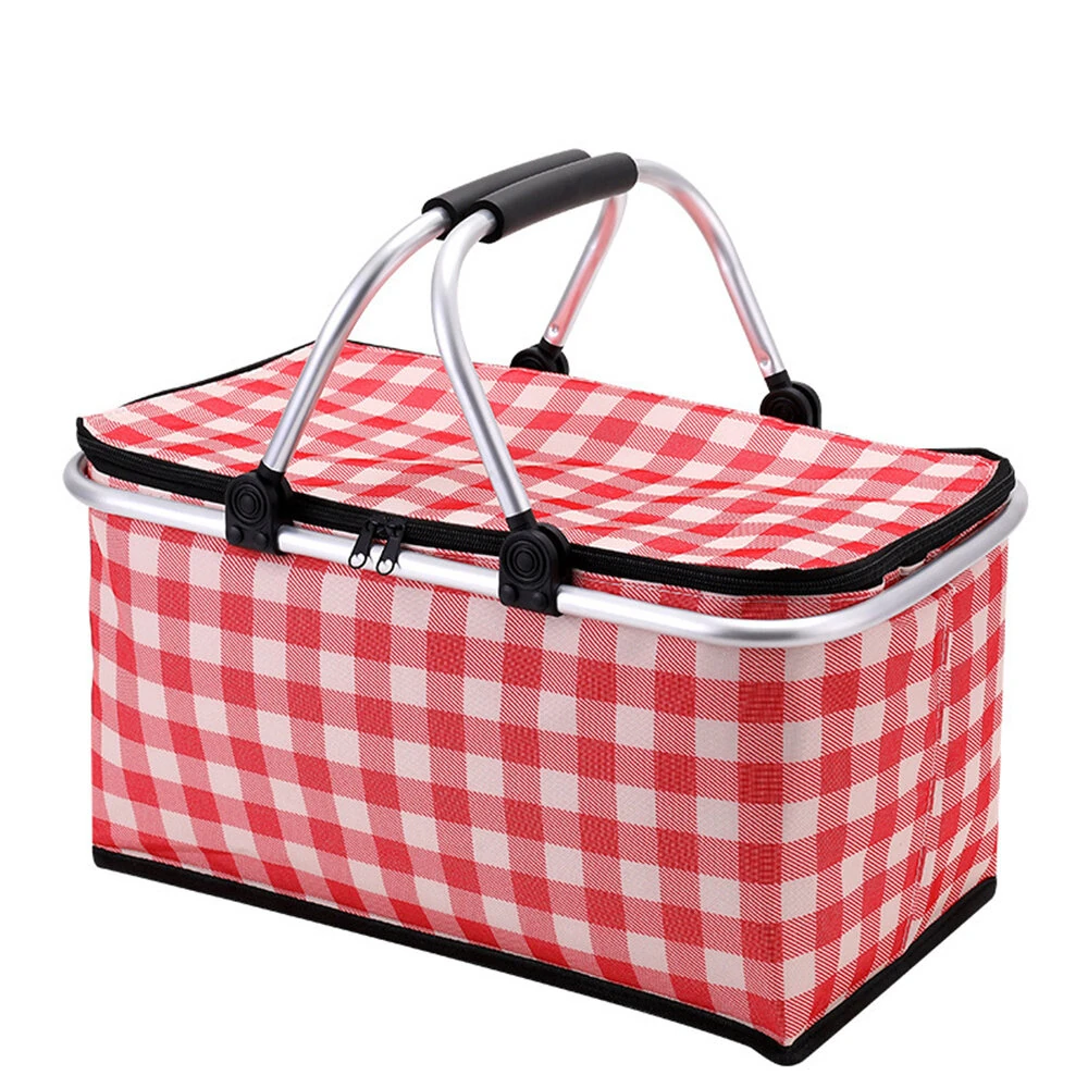 IPRee Folding Basket Picnic Basket Outdoor Handheld Basket Insulation Box Household Supermarket Shopping Storage Basket — IPRee