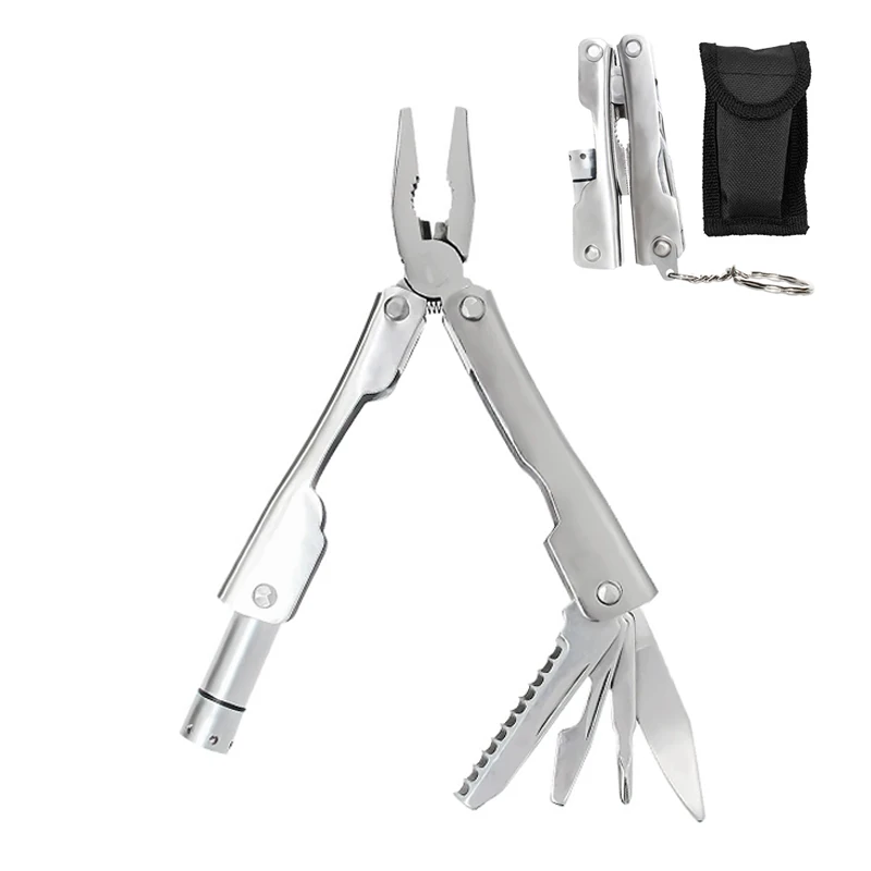IPRee Labor Saving Mini Multitool Pliers with Led Light Lightweight Folding Pliers Antirust Stainless Steel Outdoor Tools Hiking — view 10