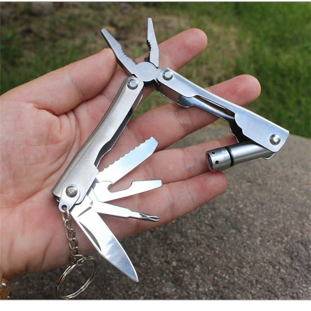 IPRee Labor Saving Mini Multitool Pliers with Led Light Lightweight Folding Pliers Antirust Stainless Steel Outdoor Tools Hiking — view 4