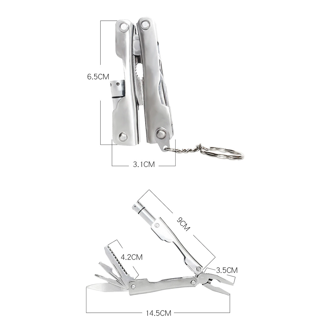 IPRee Labor Saving Mini Multitool Pliers with Led Light Lightweight Folding Pliers Antirust Stainless Steel Outdoor Tools Hiking — view 9