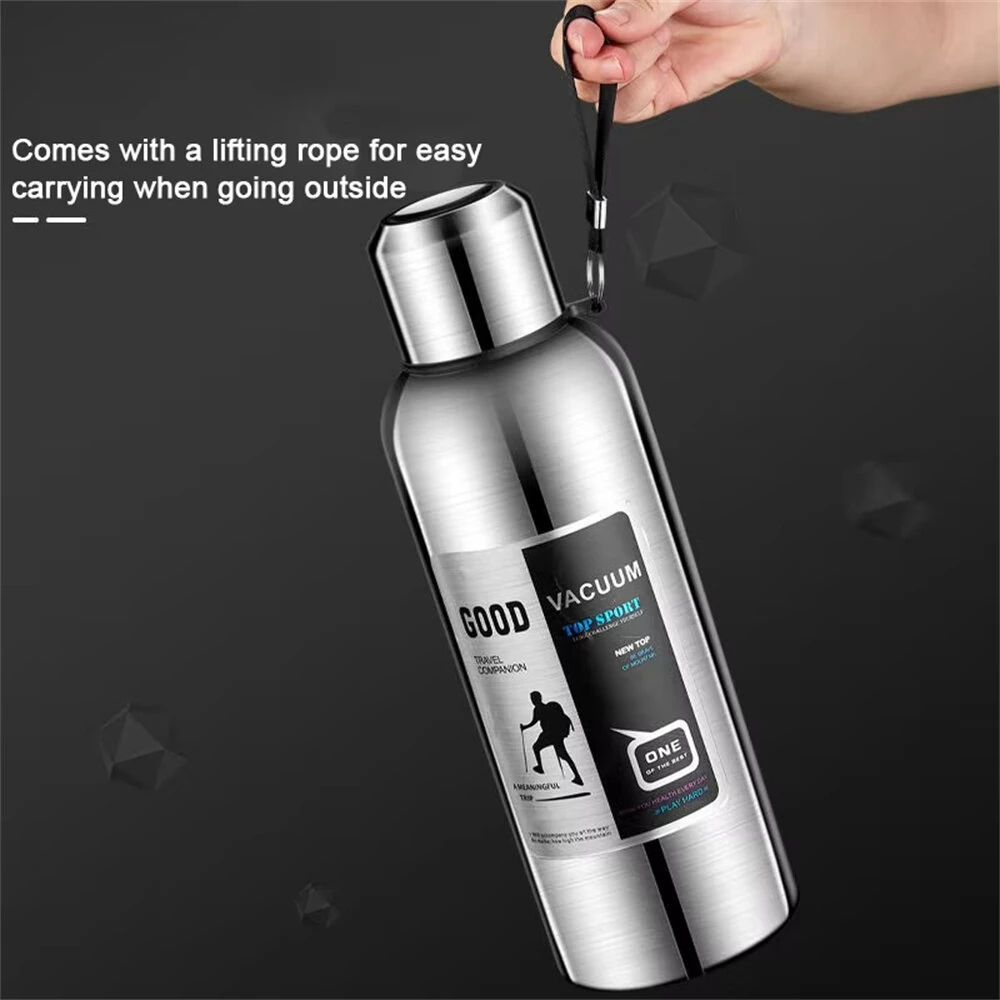 IPRee Large Capacity 1000ml/2000ml Cold Thermal Thermos Tumbler Stainless Steel Insulated Tea Coffee Water Bottle Insulation Flask Pot Travel Mug — view 5
