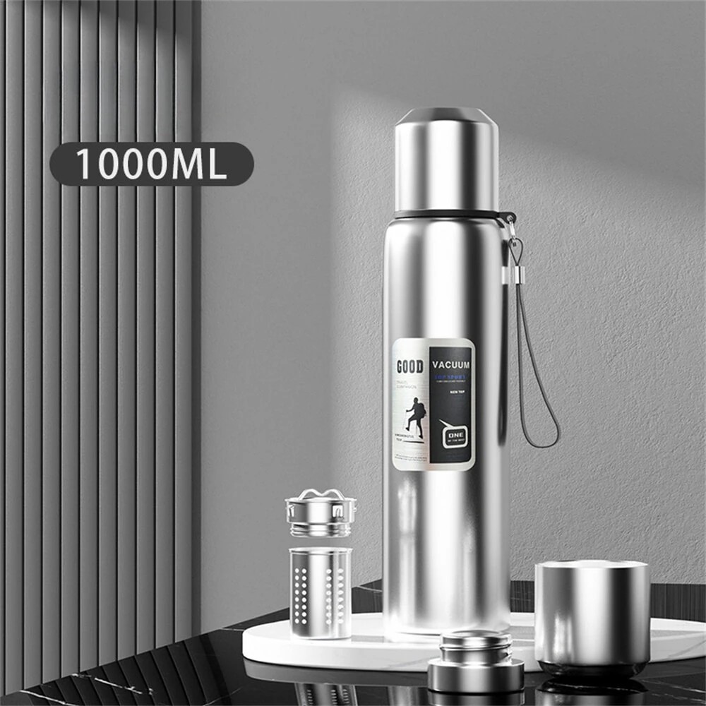 IPRee Large Capacity 1000ml/2000ml Cold Thermal Thermos Tumbler Stainless Steel Insulated Tea Coffee Water Bottle Insulation Flask Pot Travel Mug — view 8