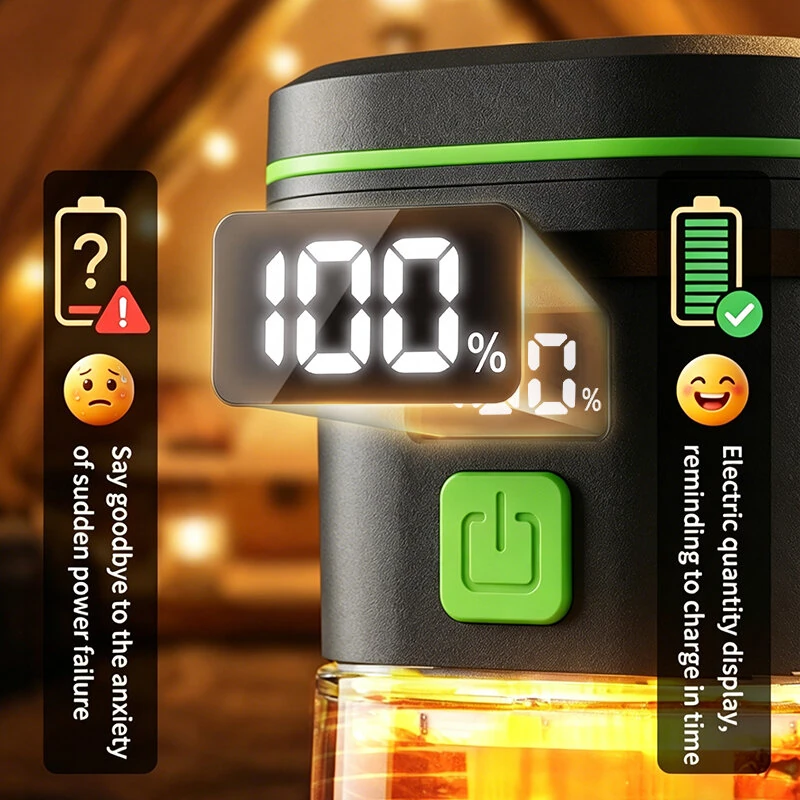 IPRee LY27 1500mAh LED Camping Lantern 350LM 7 Modes Type C Rechargeable Work Light with Digital Display Battery Indicator Waterproof Flashlight — view 4