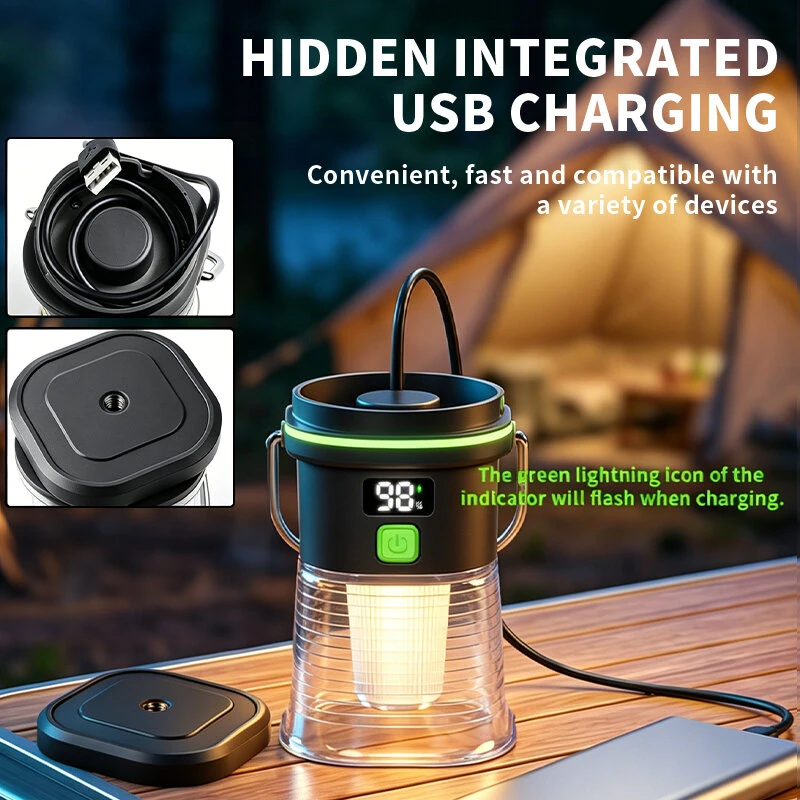IPRee LY27 1500mAh LED Camping Lantern 350LM 7 Modes Type C Rechargeable Work Light with Digital Display Battery Indicator Waterproof Flashlight — view 5