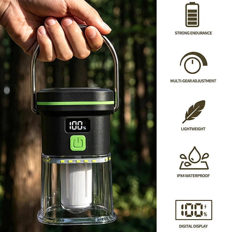 IPRee LY27 1500mAh LED Camping Lantern 350LM 7 Modes Type C Rechargeable Work Light with Digital Display Battery Indicator Waterproof Flashlight — view 6
