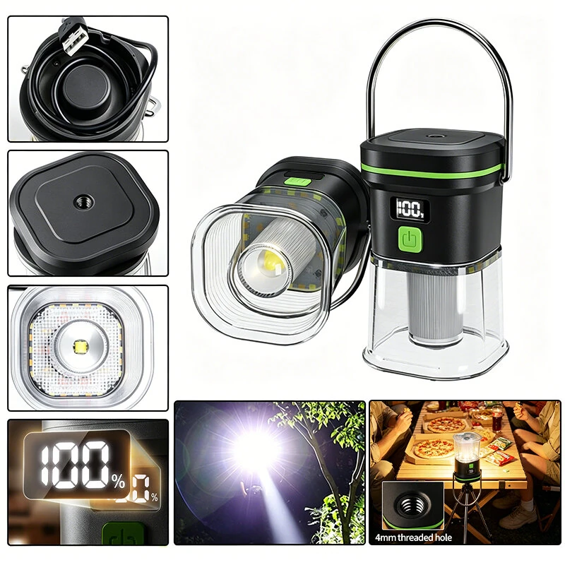 IPRee LY27 1500mAh LED Camping Lantern 350LM 7 Modes Type C Rechargeable Work Light with Digital Display Battery Indicator Waterproof Flashlight — view 8