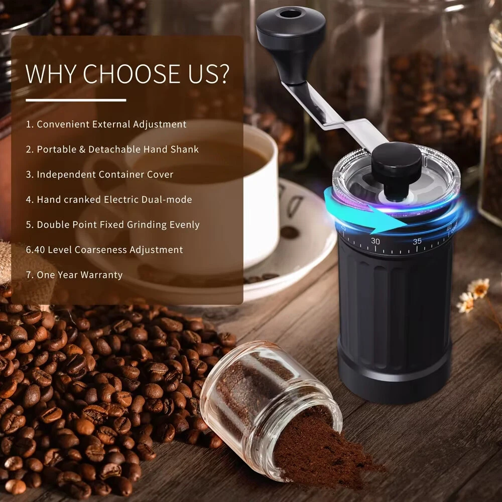 IPRee Manual Coffee Grinders Hand-Cranked Coffee Machine Ceramic Core Coffee Bean Mill Portable Espresso Grinder Suitable Home Travel — view 4