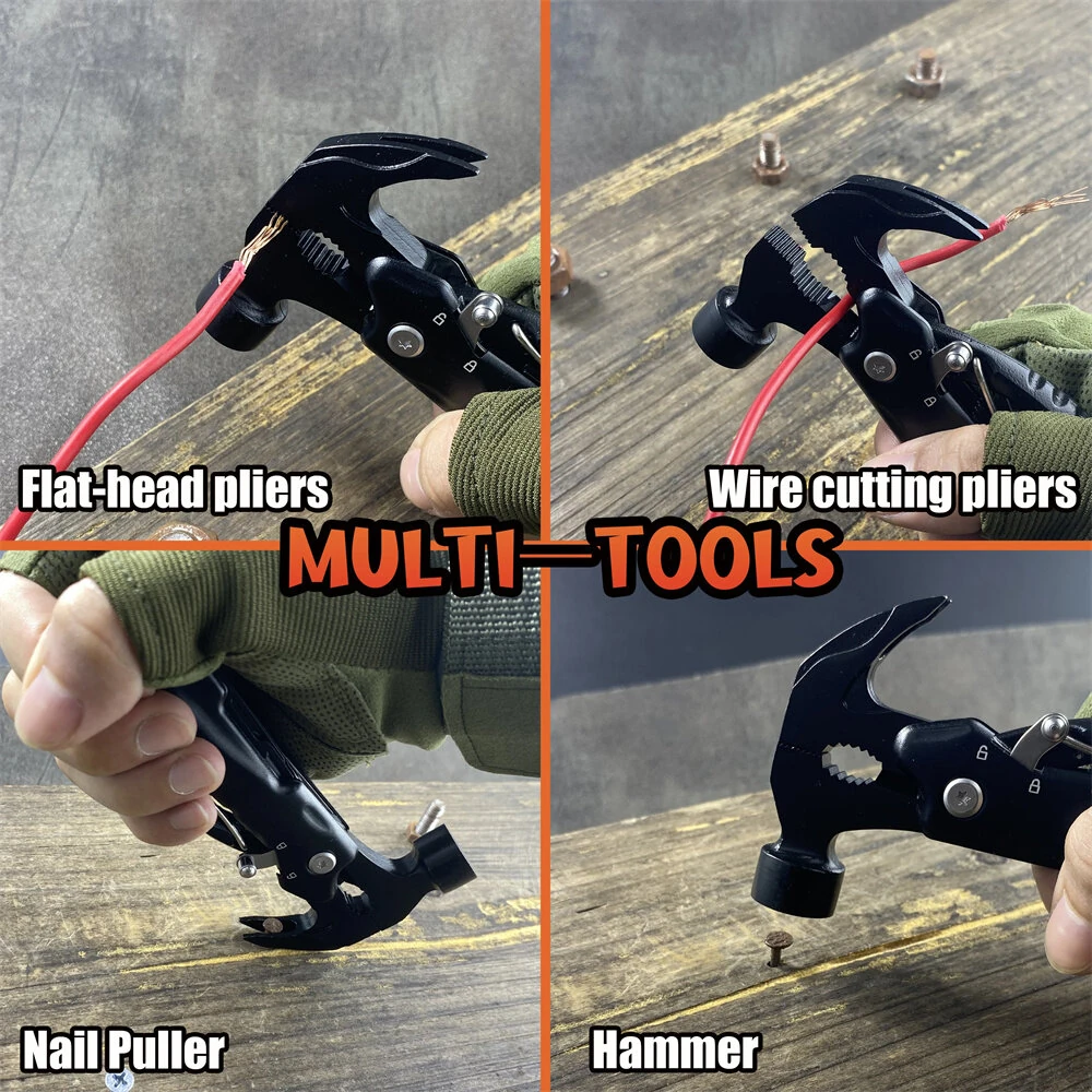 IPRee Multi-Functional Claw Hammer Sheep Horn Hammer, Convenient Camping Combination Small Tool, Stainless Steel Pliers  for Outdoor and DIY Use — view 3