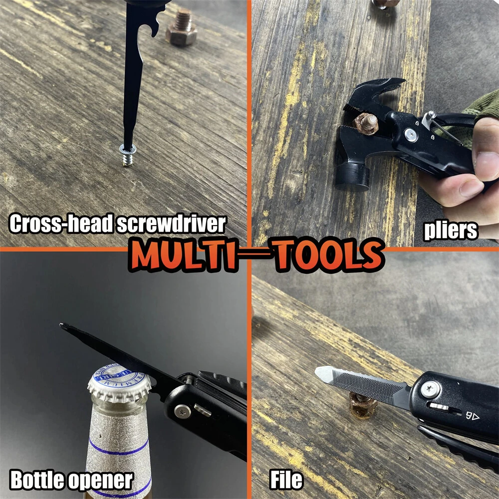 IPRee Multi-Functional Claw Hammer Sheep Horn Hammer, Convenient Camping Combination Small Tool, Stainless Steel Pliers  for Outdoor and DIY Use — view 4