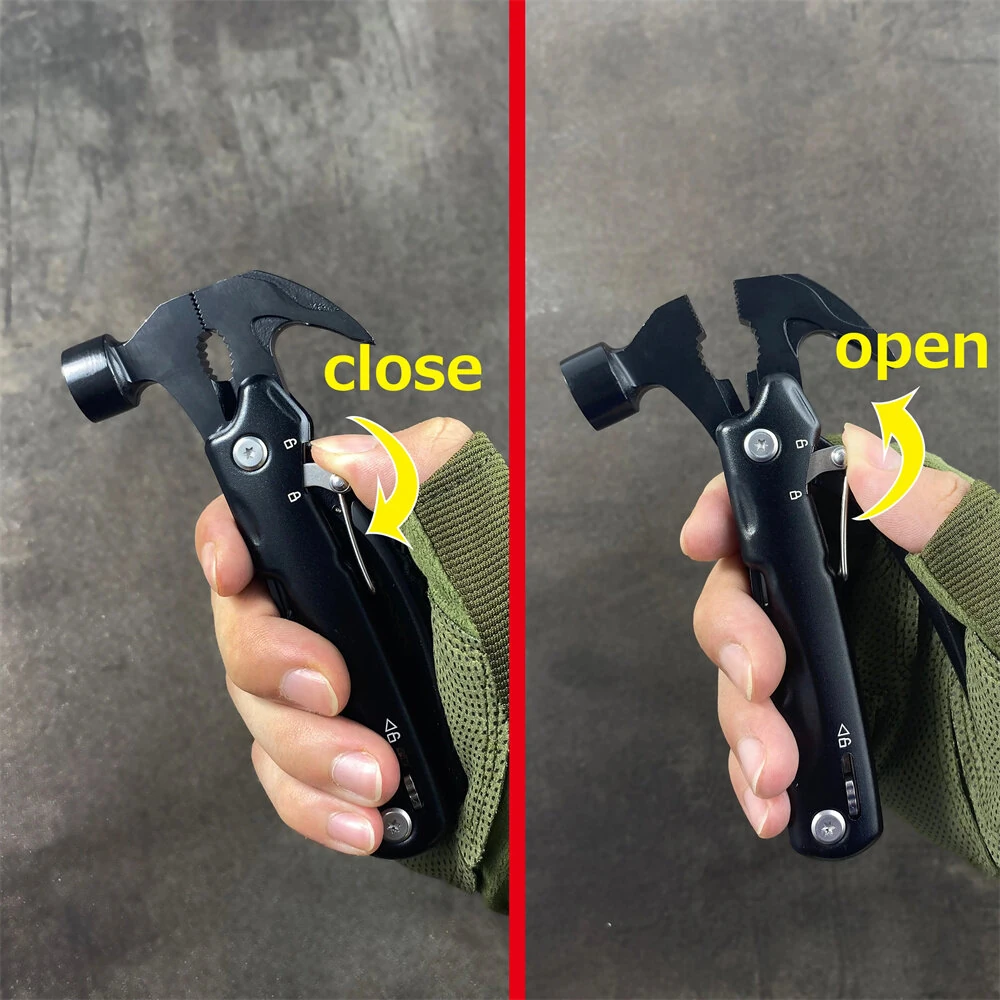 IPRee Multi-Functional Claw Hammer Sheep Horn Hammer, Convenient Camping Combination Small Tool, Stainless Steel Pliers  for Outdoor and DIY Use — view 6