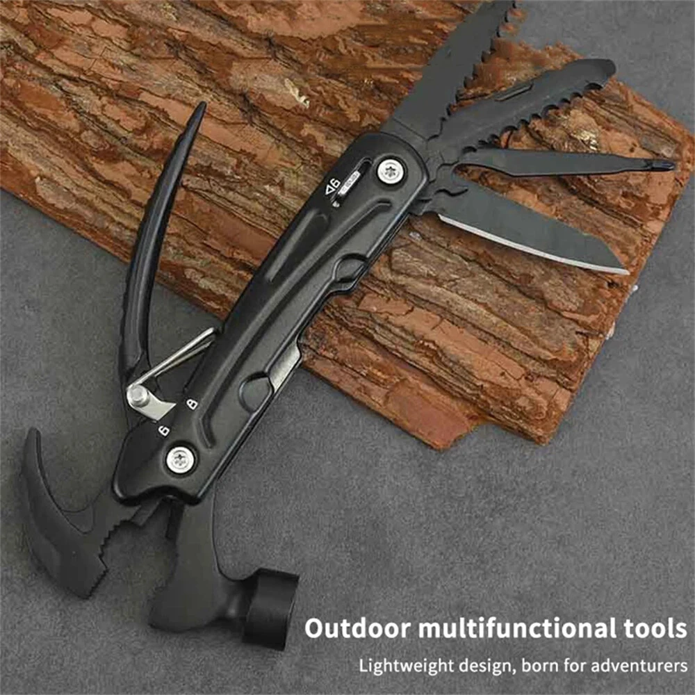 IPRee Multi-Functional Claw Hammer Sheep Horn Hammer, Convenient Camping Combination Small Tool, Stainless Steel Pliers  for Outdoor and DIY Use — view 9