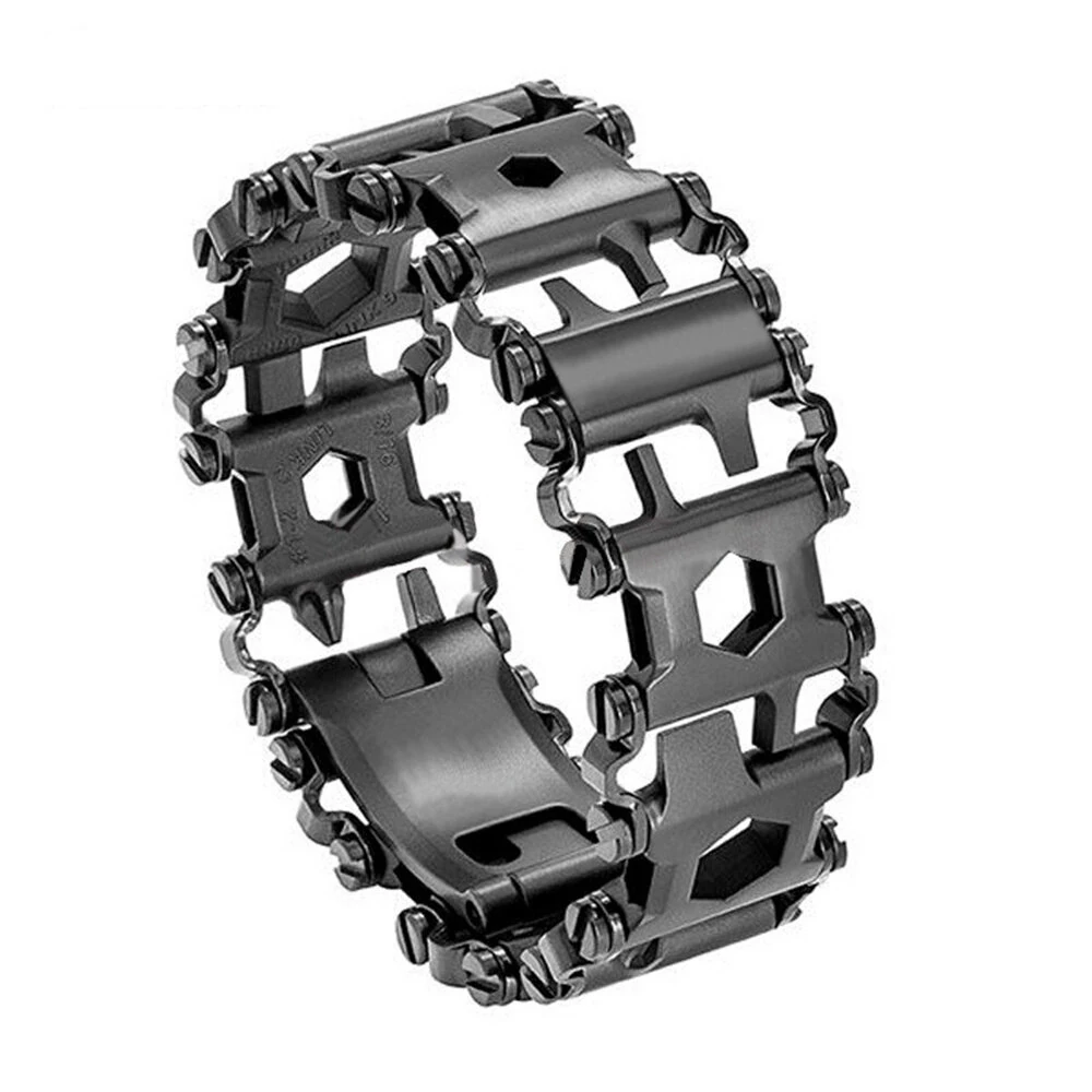 IPRee Multifunctional Bracelet Tool Stainless Steel Outdoor Bracelets 29 in 1 Bolt Screwdriver Bike Wrench Watch Strap Tools Kit — view 8