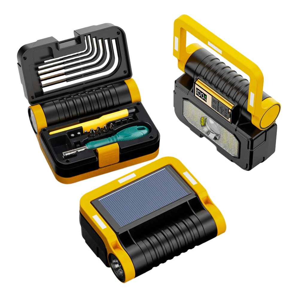 IPRee Multifunctional Folding LED Solar Flashlight Dual Light Source Outdoor Camping Torch Built-in 18 Hardware Tools USB Rechargeable Outdoor Waterproof Emergency Lantern — view 2