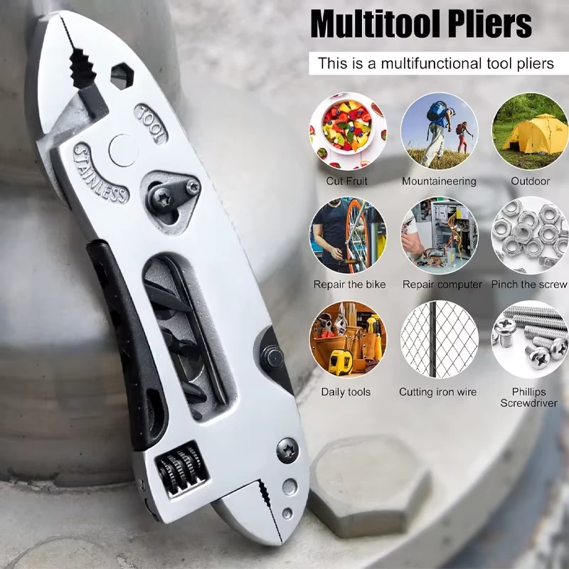 IPRee Multitool Pliers Pocket Knife Screwdriver Set Kit Adjustable Wrench Jaw Spanner Repair Outdoor Camping Survival Multi Tools — view 2