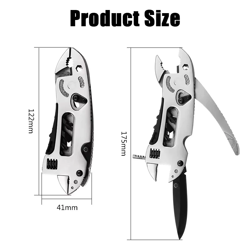 IPRee Multitool Pliers Pocket Knife Screwdriver Set Kit Adjustable Wrench Jaw Spanner Repair Outdoor Camping Survival Multi Tools — view 7