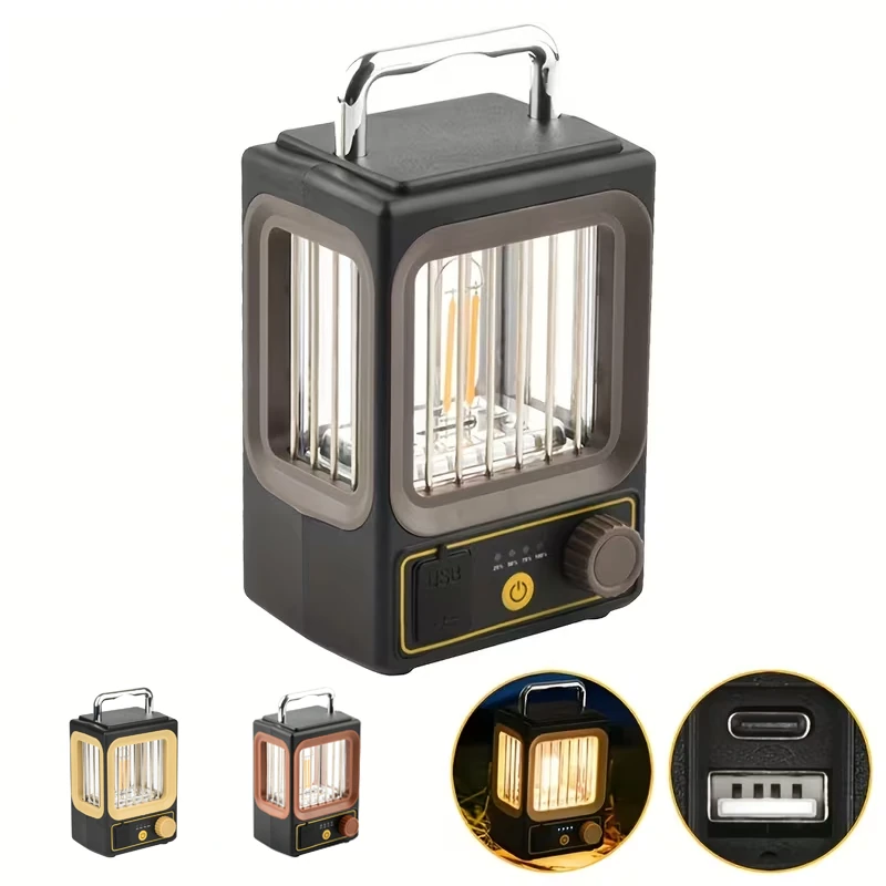 IPRee Outdoor Camping Lantern, USB, Soalr Rechargeable Flashlight, Portable Work Light, Tent Light, Featuring Stepless Dimming, Battery Level Display, And Power Output Function, Suitable for Outdoor Activities, Repairs, Work, Night Fishing — image 1