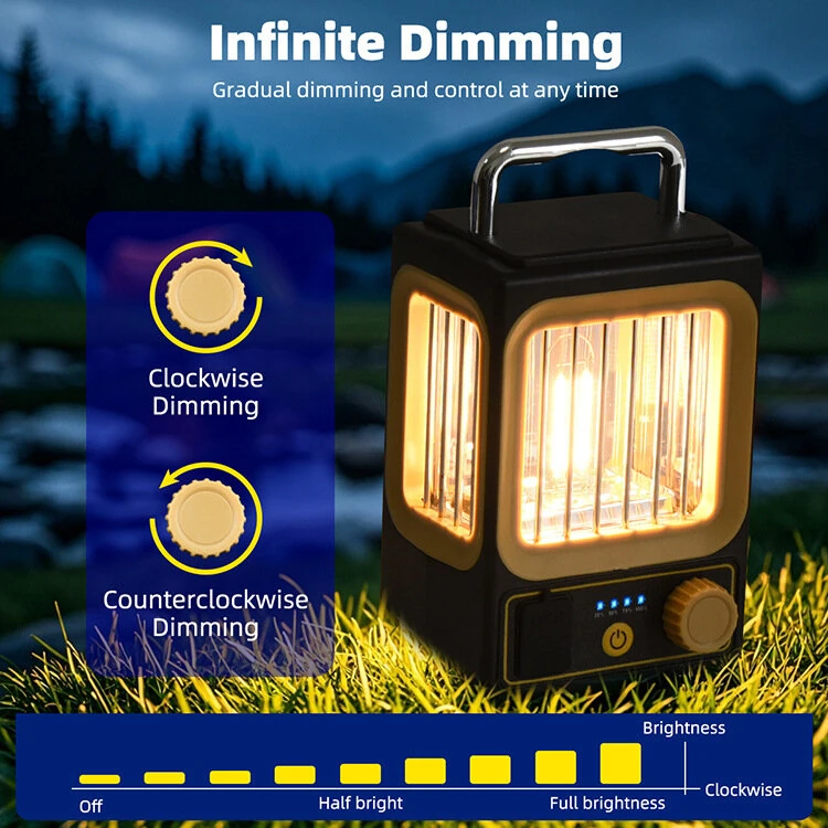 IPRee Outdoor Camping Lantern, USB, Soalr Rechargeable Flashlight, Portable Work Light, Tent Light, Featuring Stepless Dimming, Battery Level Display, And Power Output Function, Suitable for Outdoor Activities, Repairs, Work, Night Fishing — view 2
