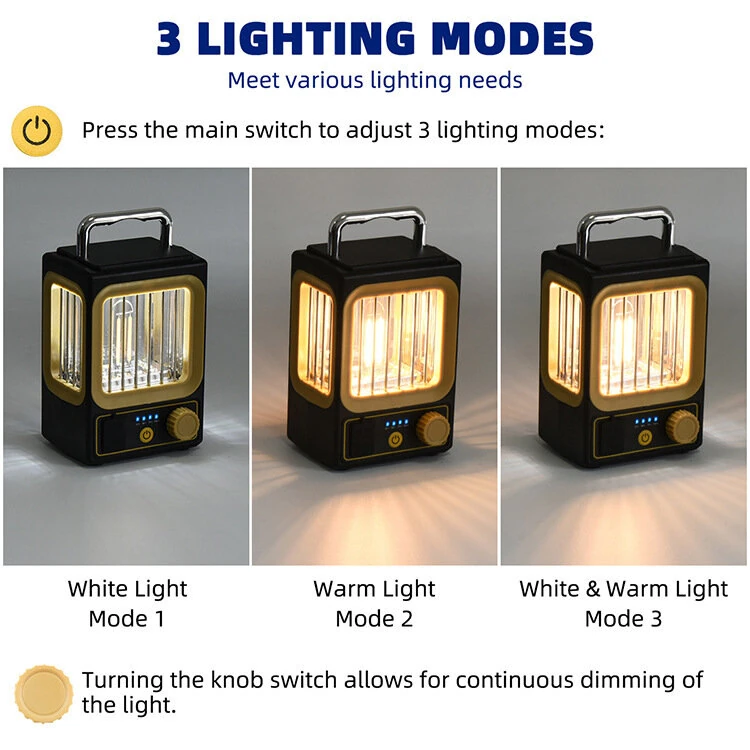 IPRee Outdoor Camping Lantern, USB, Soalr Rechargeable Flashlight, Portable Work Light, Tent Light, Featuring Stepless Dimming, Battery Level Display, And Power Output Function, Suitable for Outdoor Activities, Repairs, Work, Night Fishing — view 3