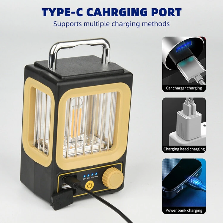 IPRee Outdoor Camping Lantern, USB, Soalr Rechargeable Flashlight, Portable Work Light, Tent Light, Featuring Stepless Dimming, Battery Level Display, And Power Output Function, Suitable for Outdoor Activities, Repairs, Work, Night Fishing — view 5