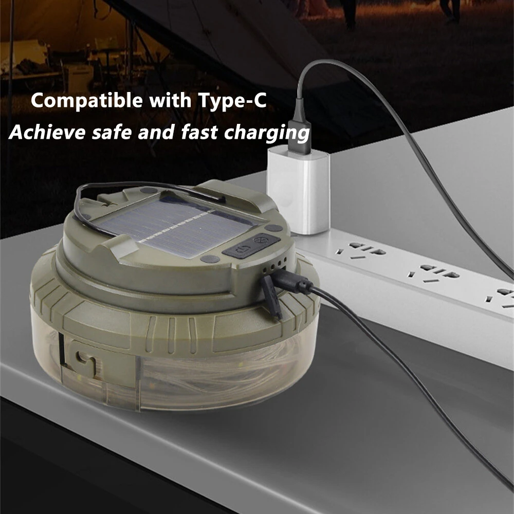 IPRee Outdoor Camping Light String Warm+Colorful Light 20M USB+Solar Rechargeable Waterproof Light Chain Portable Scalable Suspended Sky Tent Atmosphere String Light — view 6