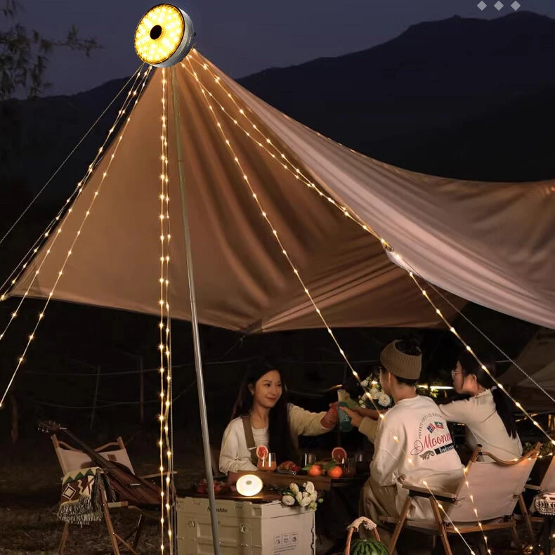 IPRee Outdoor Camping Light String Warm+Colorful Light 20M USB+Solar Rechargeable Waterproof Light Chain Portable Scalable Suspended Sky Tent Atmosphere String Light — view 8
