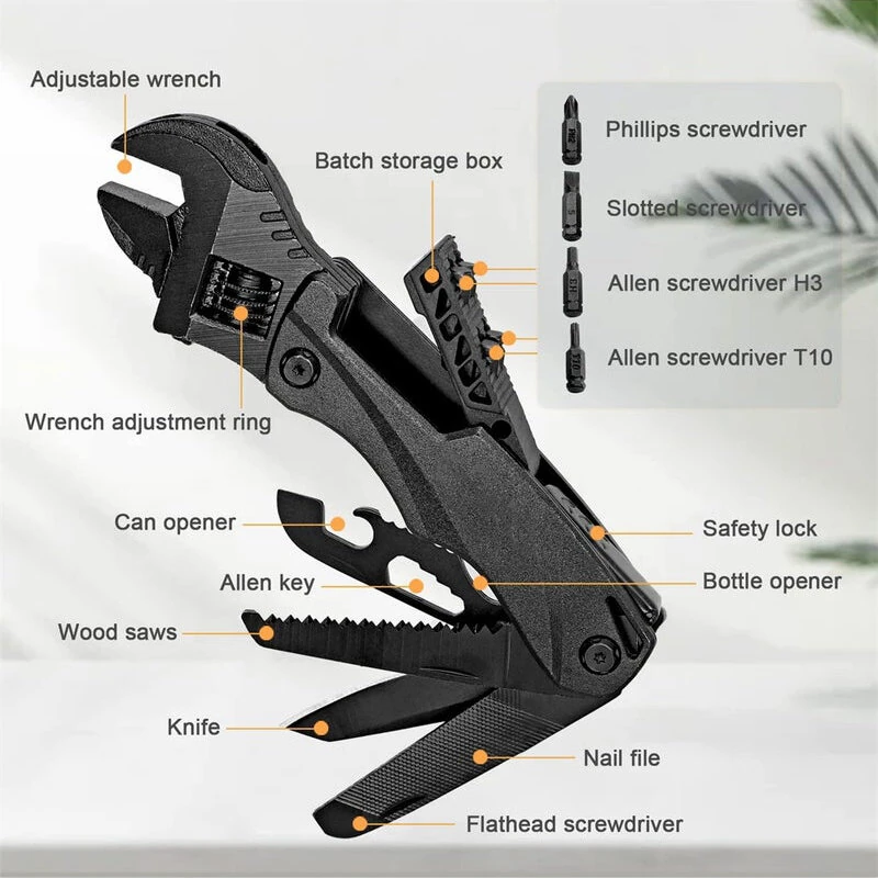 IPRee Outdoor Camping Multifunctional Wrench Pliers Multi-Purpose Adjustable Wrench Folding Saw EDC Wrench Combination Tool — view 2