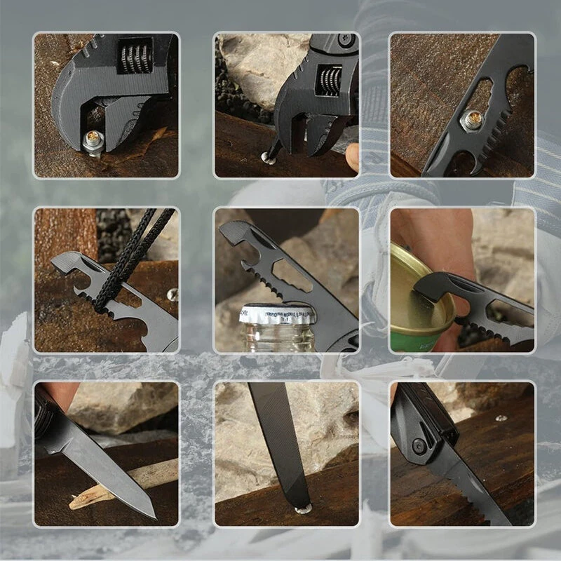 IPRee Outdoor Camping Multifunctional Wrench Pliers Multi-Purpose Adjustable Wrench Folding Saw EDC Wrench Combination Tool — view 3