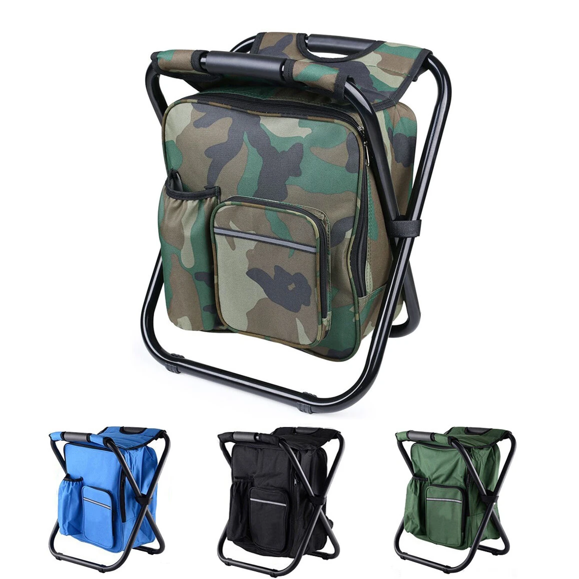 IPRee Outdoor Folding Camping Fishing Chair Stool Portable Backpack Cooler Insulated Picnic Bag Hiking Seat Table Bag Camping Fishing Gear — image 1