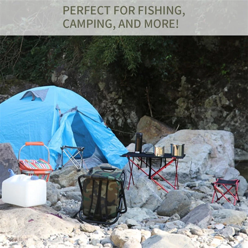IPRee Outdoor Folding Camping Fishing Chair Stool Portable Backpack Cooler Insulated Picnic Bag Hiking Seat Table Bag Camping Fishing Gear — view 3