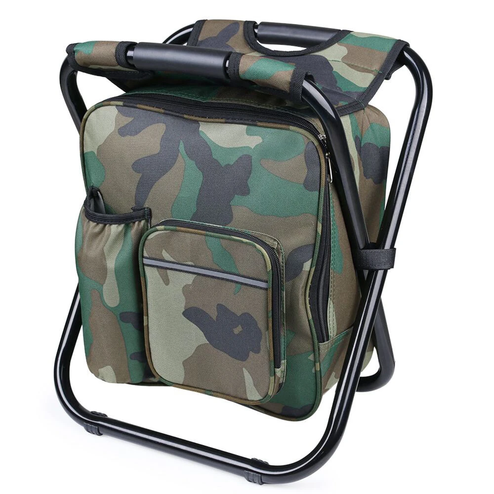 IPRee Outdoor Folding Camping Fishing Chair Stool Portable Backpack Cooler Insulated Picnic Bag Hiking Seat Table Bag Camping Fishing Gear — view 6