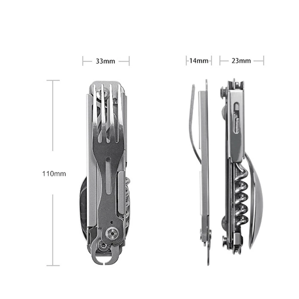 IPRee Outdoor Stainless Steel Multifunctional Camping Folding Knife Fork and Spoon Camping Equipment Panier Osier Camping Equipment — view 8