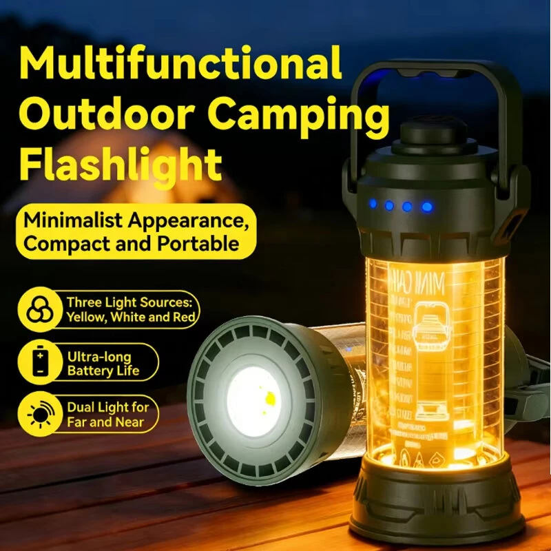 IPRee Portable Camping Lamp LED Handheld Light USB Rechargeable Mini Floodlight with 6 Light Modes Hiking Hook Design Tent Emergency — view 2