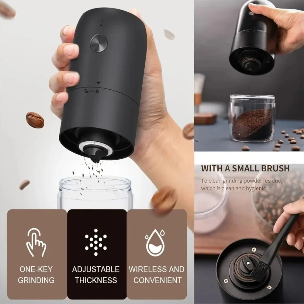IPRee Portable Electric Coffee Grinder 1800mAh Strong Power Internal Adjustment Rechargeable Home Grinders Household Coffee Machine for Household Outdoor — view 5