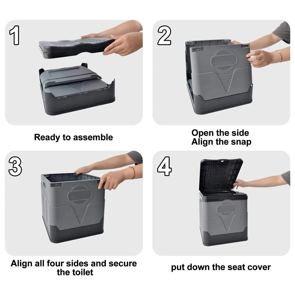 IPRee Portable Folding Toilet for Outdoor Camping Potty for Adults Kids Cover Design Seat Toilet Reusable Toilet for Picnic Car Travel — view 2