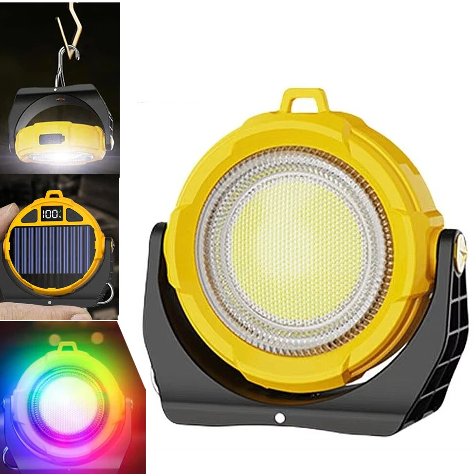 IPRee Portable LED Light USB Rechargeable Work Magnetic Light Solar Camping Light 3 Light Modes 4 Adjustable RGB Modes ABS Texture Suitable for Workshop Outdoor,Cars Repairing and Camping — image 1